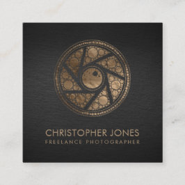 高級金ゴールドカメラのシャッター写真家 スクエア名刺