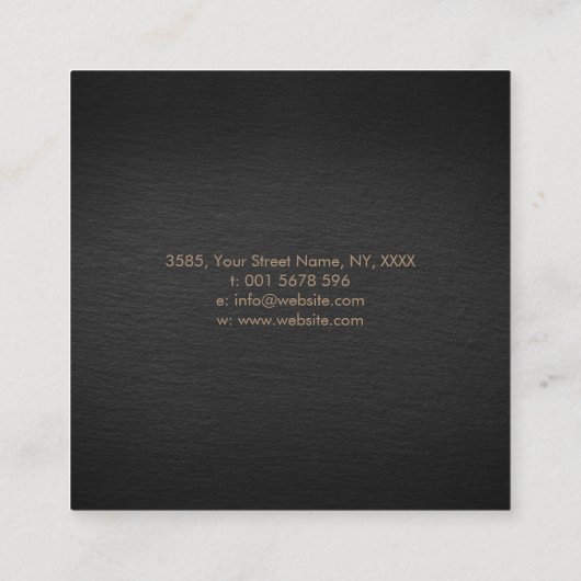 高級金ゴールドカメラのシャッター写真家 スクエア名刺 (裏面)