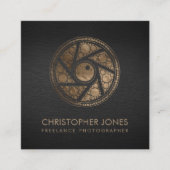 高級金ゴールドカメラのシャッター写真家 スクエア名刺 (正面)