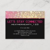 高級金ゴールドガーリーネオンピンクグリッターロゴテンプレート 名刺 (裏面)