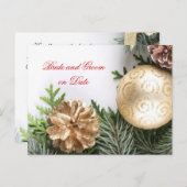 高級金ゴールドクリスマスウィンター救デートカード 案内ポストカード (正面/裏面)