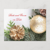 高級金ゴールドクリスマスウィンター救デートカード 案内ポストカード (正面)