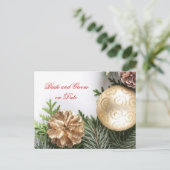 高級金ゴールドクリスマスウィンター救デートカード 案内ポストカード (スタンド正面)