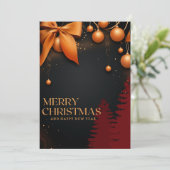 高級金ゴールドクリスマスオーナメントカード 招待状 (スタンド正面)