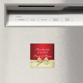 高級金ゴールドクリスマスリボン日付を保存 マグネット (インサイチュ (食洗機))