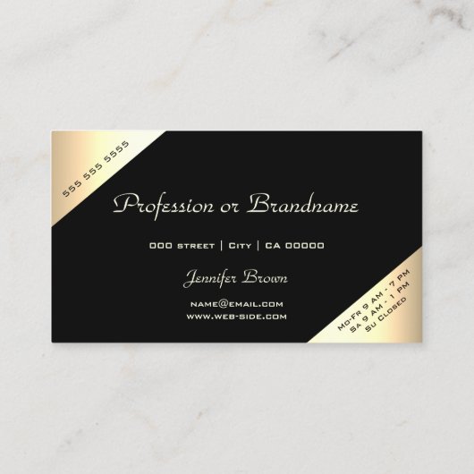 高級金ゴールドグラデエレガントーションきらめくの開館時間 名刺 (裏面)