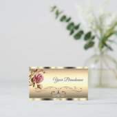 高級金ゴールドグラデーションカラーグラデーションピンクヴィンテージバラ 名刺 (スタンド正面)