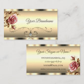 高級金ゴールドグラデーションカラーグラデーションピンクヴィンテージバラ 名刺 (正面/裏面)
