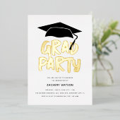 高級金ゴールドグラードパーティー卒業 箔招待状 (立ち正面)