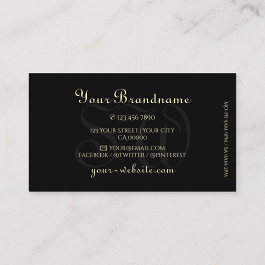 高級金ゴールドグリッターイニシャルブラックゴールデン縁ど 名刺 (裏面)