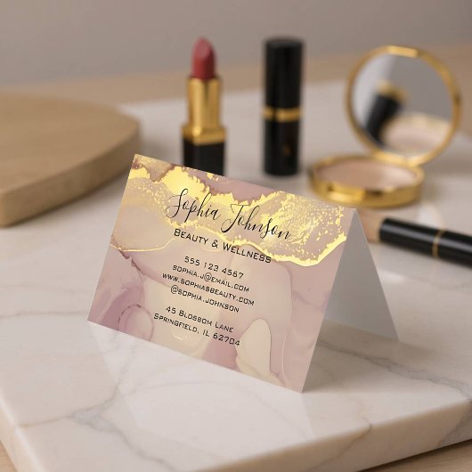 高級金ゴールドグリッターカスタマイズ可能メイクアップアーティストカー 名刺