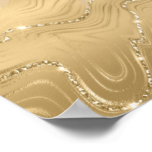 高級金ゴールドグリッタースノーフレークダイヤモンドポスター ポスター (角)