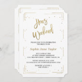 高級金ゴールドグリッターバチェロレッテ週末 招待状 (正面/裏面)