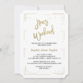 高級金ゴールドグリッターバチェロレッテ週末 招待状