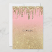 高級金ゴールドグリッターピンクグラデーションドリップブライダルシャワー 招待状 (裏面)