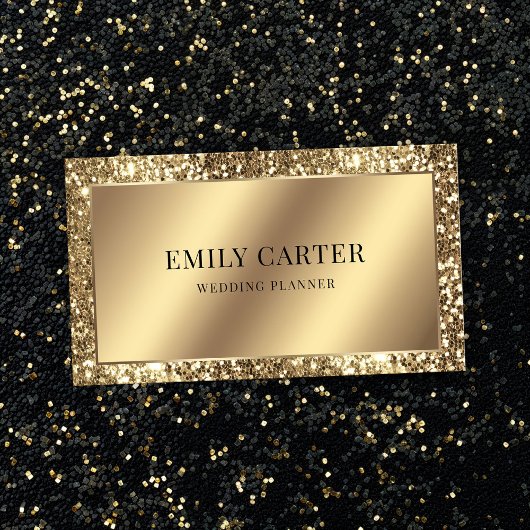 高級金ゴールドグリッターフェイクメタリックQRコードスタイリッシュ 名刺