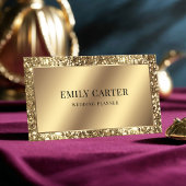 高級金ゴールドグリッターフェイクメタリックQRコードスタイリッシュ 名刺