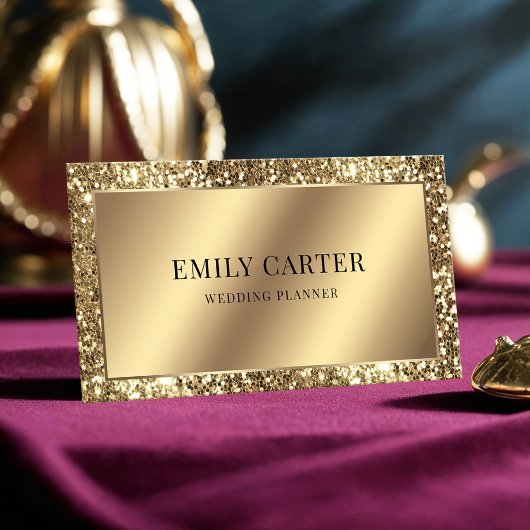 高級金ゴールドグリッターフェイクメタリックQRコードスタイリッシュ 名刺