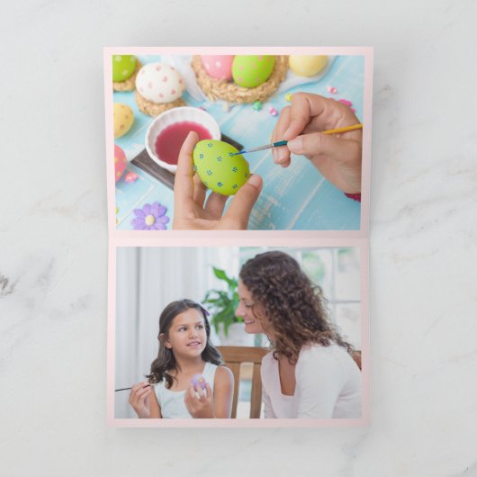 高級金ゴールドグリッターフレームフォトハッピーイースター カード (内部)