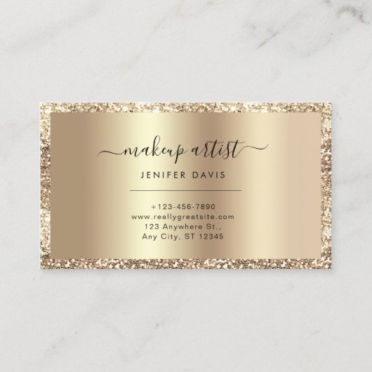 高級金ゴールドグリッターフレームモノグラムエレガント 名刺 (裏面)