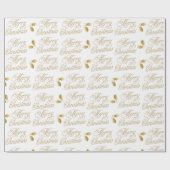 高級金ゴールドグリッターモダンスクリプト光沢のあるグラムホワイト ラッピングペーパー (フラット)