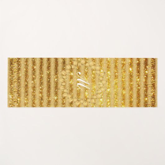 高級金ゴールドグリッターモノグラムのギフト ヨガマット (正面(横))