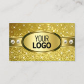 高級金ゴールドグリッタールミナスダイヤモンドとロゴ 名刺 (正面)