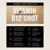 高級金ゴールドグリッター真皮充填アフターケアカード (正面&裏面)