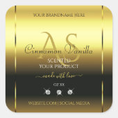 高級金ゴールドシメリー製品ラベルジュエリーモノグラム スクエアシール (正面)