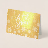 高級金ゴールドスタイリッシュが雪のクリスマスを許す 箔カード (正面)