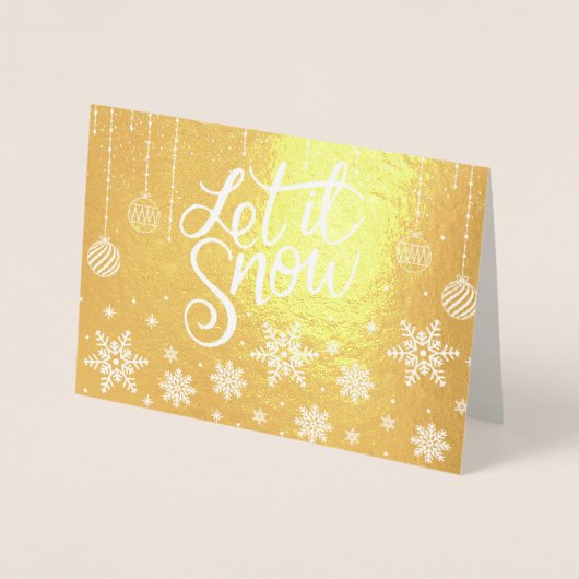 高級金ゴールドスタイリッシュが雪のクリスマスを許す 箔カード (正面)