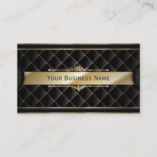 高級金ゴールドストライプのダイヤモンドパターン名刺 名刺 (正面)