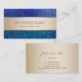 高級金ゴールドストライプティール(緑がかった色)ブルーグリッター背景 名刺 (正面/裏面)
