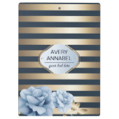 高級金ゴールドストライプフローラ クリップボード (裏面)