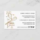 高級金ゴールドスパークルベーキング料理用具ベーカリー 名刺 (裏面)