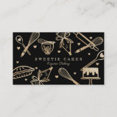 高級金ゴールドスパークルベーキング料理用具ベーカリー 名刺 (正面)