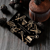 高級金ゴールドスパークルベーキング料理用具ベーカリー 名刺