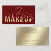 高級金ゴールドタイポグラフィ蝶メイクアップロゴ 名刺 (正面/裏面)