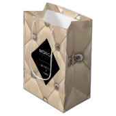 高級金ゴールドタフテッドモノグラム製品 ミディアムペーパーバッグ (正面アングル)