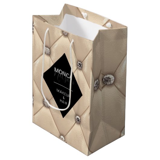 高級金ゴールドタフテッドモノグラム製品 ミディアムペーパーバッグ (正面アングル)