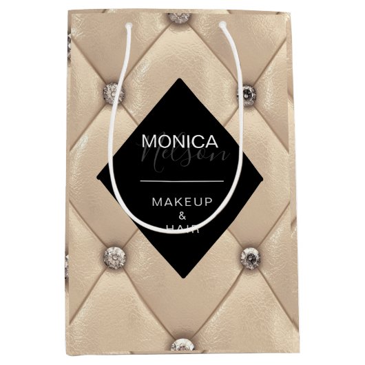 高級金ゴールドタフテッドモノグラム製品 ミディアムペーパーバッグ (正面)