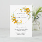 高級金ゴールドターコイズフローラ結婚式招待状 (スタンド正面)