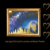 高級金ゴールドツリームーン銀河系実在 箔ポスター