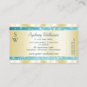 高級金ゴールドティール（緑がかった色）グリッタールミナンススターズモノグラム 名刺 (裏面)