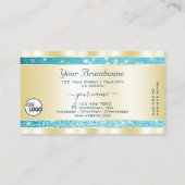 高級金ゴールドティール(緑がかった色)グリッタールミナンススター追加ロゴ 名刺 (裏面)