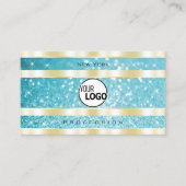 高級金ゴールドティール(緑がかった色)グリッタールミナンススター追加ロゴ 名刺 (正面)