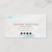 高級金ゴールドティール（緑がかった色）ピンクブラシストロークソーシャルメディア 名刺 (裏面)