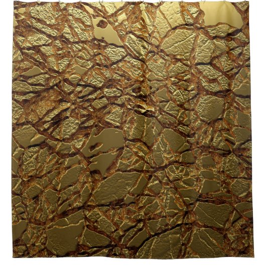 高級金ゴールドテクスチャ: 3Dエレガンス シャワーカーテン (正面)