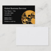 高級金ゴールドトーンワールドグローブ 名刺 (正面/裏面)