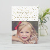 高級金ゴールドドットメリークリスマスフォトカード シーズンカード (スタンド正面)